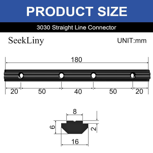24pcs Seekliny 3030 Straight Connector Corner Bracket Joint Plate, 3030 Hardware T-Slotted Accessories with Screws,