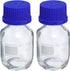 PATIKIL 50mL Reagent Media Bottle, 2Pcs Round Graduated Glass Storage Bottle with Blue Screw Cap