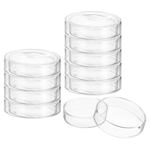 PATIKIL 10 Pack 60mm High Borosilicate Glass Petri Dishes with Lids, Tissue Culture Plate for Lab Experiment, Clear