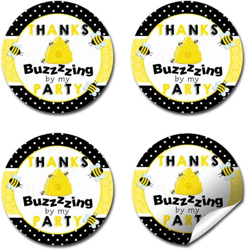 Bumble Bee Birthday Party Thank You Sticker Labels - 40 2" Party Circle Stickers by AmandaCreation for Party Favors,