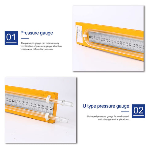 1 Pc Stainless Steel U-Shaped Pressure Gauge 0-3KPA Differential Pressure Gauge High Accuracy Pressure Sensor U-Tube