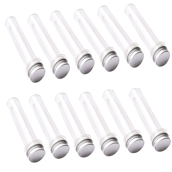 Test Tubes 25x140mm (40ml), Clear Plastic Tubes with Screw Caps for Science Experiments and Storage