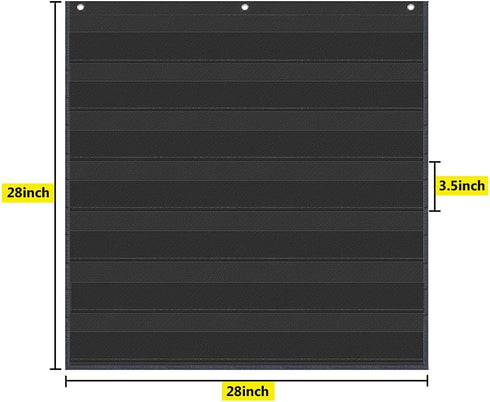 Eamay Standard Pocket Charts, Black Classroom Pocket Chart for Teacher Supplies (28W*28L)