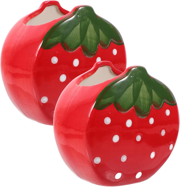 Veemoon Strawberry Pen Holder Set 2pcs Cute Desktop Storage Multi-functional Stationery Organizer