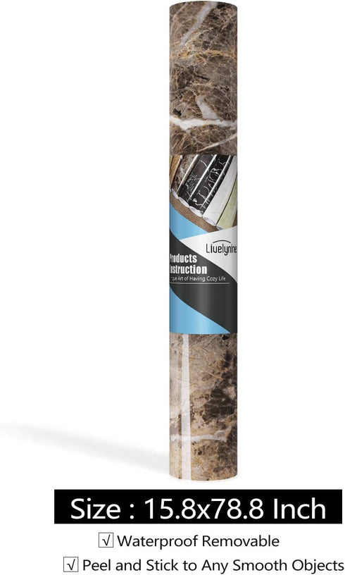 Livelynine Self Adhesive Marble Contact Paper for Kitchen Counter Top Covers, Waterproof Peel and Stick 15.8x78.8 Inch
