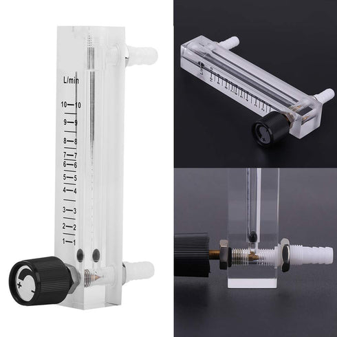 LZQ-7 Flowmeter with Control Valve 1-10LPM for Unidirectional Gas/Oxygen/Air Measure, 8mm Barbs