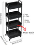 4-Tier Sywhitta Plastic Rolling Utility Cart with Handle, Multi-Functional Storage Trolley for Office, Living Room