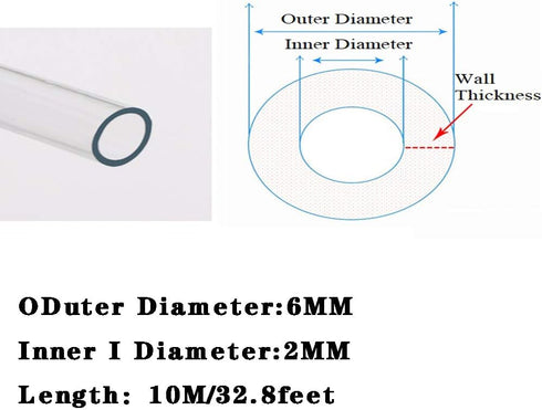 Machine,6mmx2mm 10m/32.8feet Silicone Tubing High Temp Pure Tube Temp Home Brewing Winemaking Silicone Hose Water Hose