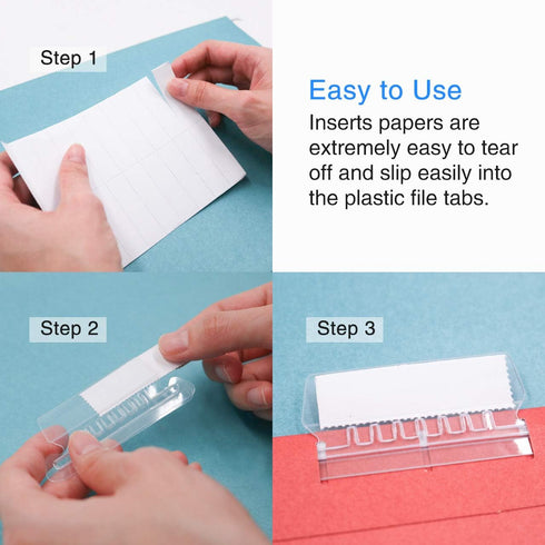 JIKIOU 210pcs Hanging File Folder Tabs with 210pcs Blank 2inch Inserts for Quick Identification of Hanging Files