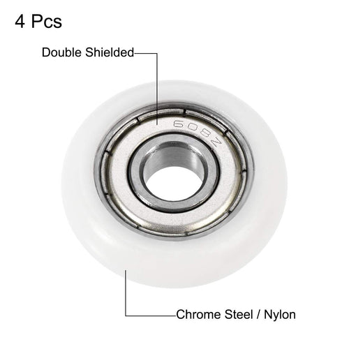 uxcell Ball Bearing Guide Pulley Roller Round Wheel 8x30x8.5mm Double Metal Shielded (GCr15) Chrome Steel Bearings 4pcs