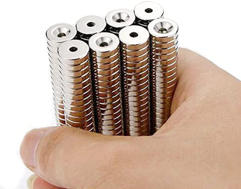 30 Pieces 10 x 3mm Permanent Disc Rare Earth Fastener Magnets with 3mm Countersunk Hole, Neodymium Refrigerator Magnets