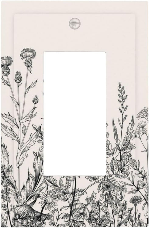 Herbs Plant Wild Flowers Decorative Light Switch Cover, 1 Gang Rocker/Decorator Wall Plate for Home Decor