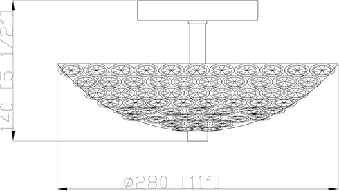 (Bulb Semi Flush Mount Ceiling Light, Clear Crystal Glass Beads Bowl Shade Lighting Fixture Black Crystal Chandelier