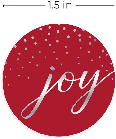 Joy Christmas Stickers, 500 Shiny Holiday Labels, 1.5" Envelope Seals, Made in The USA