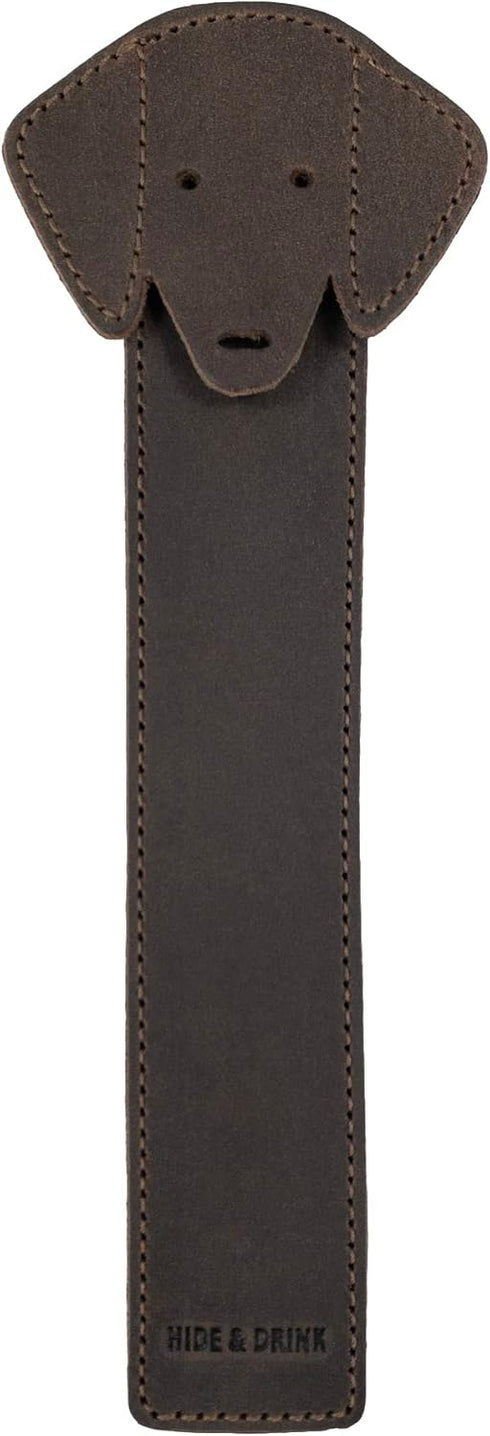 Hide & Drink Handmade Dog Bookmark from Full Grain Leather (Bourbon Brown)