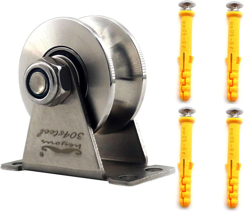 heyous Stainless Steel Pulley Block, Single Wheel Swivel Lifting Rope Pulley Block with Mounting Screws