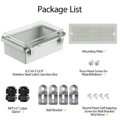 LeMotech Electrical Box, IP67 Waterproof Hinged Clear Cover Junction Box, ABS Plastic Enclosure with Mounting Plate,