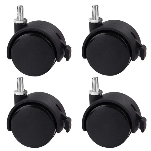 Guildrey Threaded Caster, M8-1.25 Swivel Stem Replacement, Set of 4 Office Chair Wheels with Locking Brake