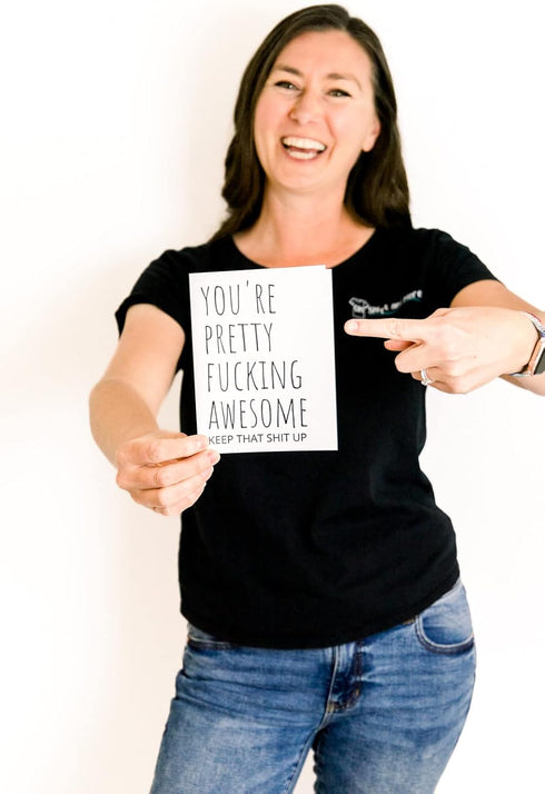 Oh Shirt and More LLC You're Pretty Fucking Awesome, Funny Thank you Card with envelope, Funny Sarcastic Encourage