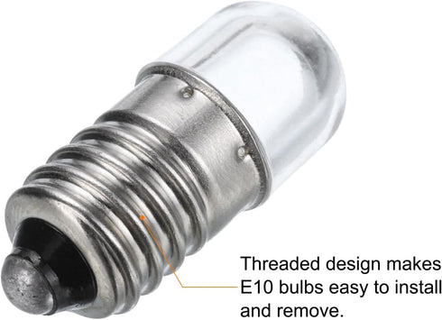 MECCANIXITY 12V/0.04A E10 Mini LED Light Bulbs, 10Pcs Miniature Screw Bulbs for Scientific Experiment Lighting