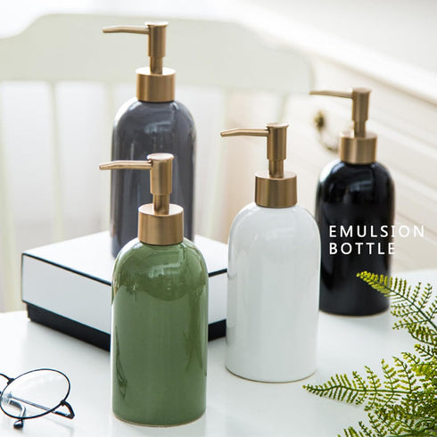 LEIQI Ceramic Hand Sanitizers Dispenser Bottle Gel Liquid Soap Dispenser Bottles for Bathroom Kitchen Modern Type
