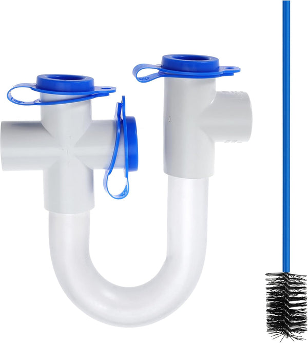1Pack 3/4" Standard Condensate Trap with 16" Cleaning Brush for HVAC Systems, PVC Transparent U Trap