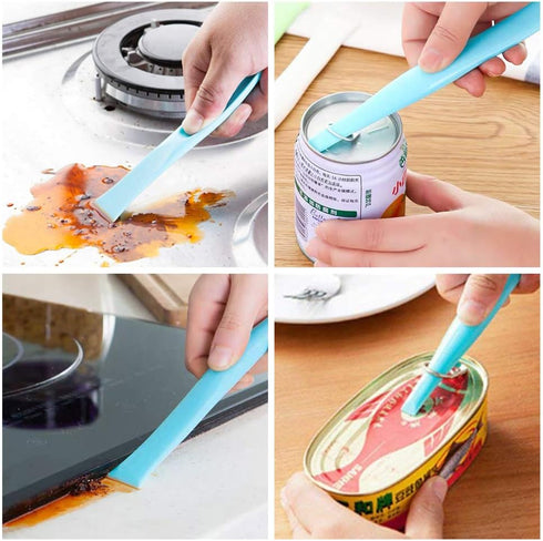 Cleaning Scraper Tool Kitchen Plastic Scraper Multipurpose Stiff Grill Scraper Scratch Free Cleaning Tool Can Opener Sticker Scraper Label Remover Gum Scraper Bottle Opener 3 PCS by WoLover