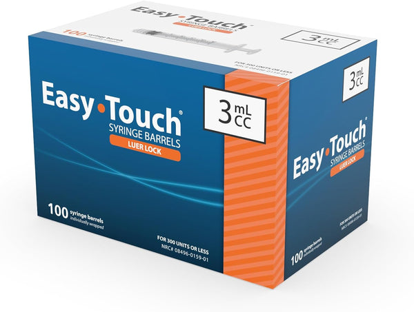 Easy Touch Luer-Lock Syringe Barrel, 3ML Syringe, Pack of 100
