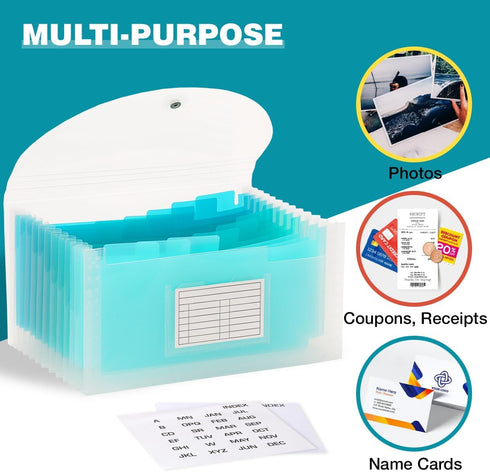 H4D Check Size 13 Pocket Expanding File Folder, Accordion Organizer Wallet Case for Coupon Receipt Storage, 10 x 5.5