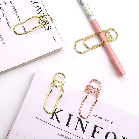 Pen Holder for Notebook, 20PCS Metal Pen Clips with Heart, Cute Journal Paperclips, Large Size Pencil Holder (Rose Gold)
