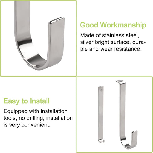 Vinyl Siding Hangers, 10PCS Heavy Duty Stainless Steel Low Profile Hooks, No Damage No Drill for Home Decor