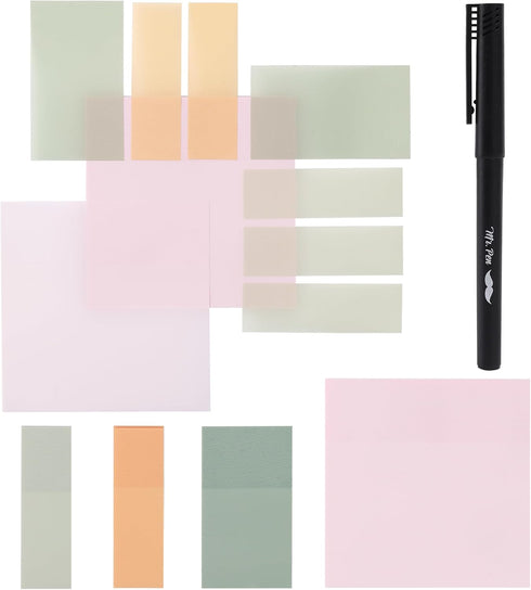 Mr. Pen Pastel Transparent Sticky Notes, 200 Pcs, Bible Sticky Notes, Planner Tabs, Repositionable Book Sticky Notes