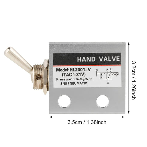 HL2301 3 Position 2 Port Toggle Switch Pneumatic Mechanical Valve