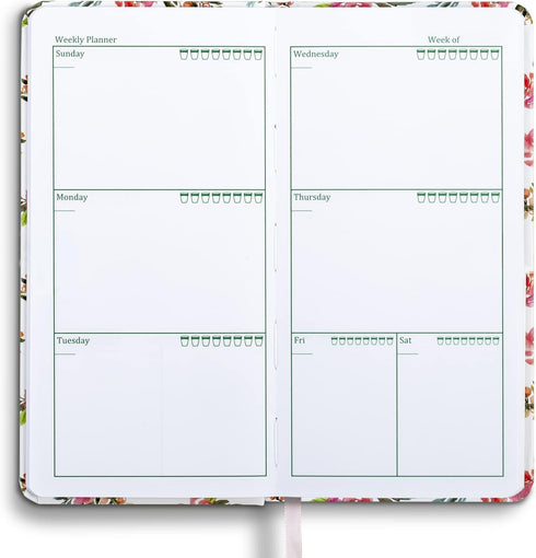 UtyTrees Pocket Planner, Undated Weekly Monthly Planner, 3.7“ x 7.3” Small Size for Girls - Hardcover
