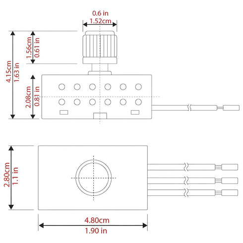 SwitchPrince ZE-03-1 Dimmer 3 300W 120V Lamp Switch Replacement Repair Kit Wire Inline Full Range Rotary Light