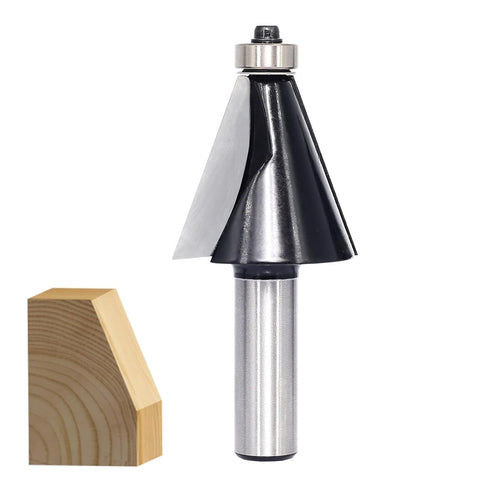 Chamfer Router Bit 1/2 Shank, 22.5 Degree Carbide 2-Flute Chamfer Cut, Edge