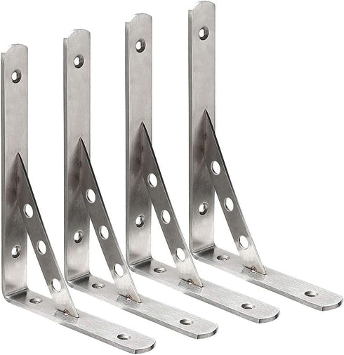Deezio Stainless Steel Solid Shelf Brackets 10 inch, Shelf Support Corner Brace Joint