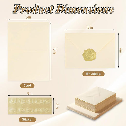 ZIOHRPA 50 Pack 4x6 inch, Cream Blank Cards and Envelopes Cards and Envelopes, Self-Seal for Wedding Invitations, Thank