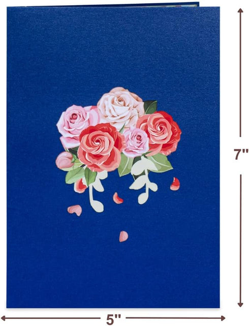 Paper Love 3D Pop Up Card, Pink Roses Gift for Mother's Day, Birthday, Thank You, Get Well - 5" x 7" with Envelope