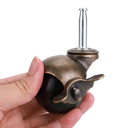 Skelang 2" Pack 4 5/16" 1-1/2") Ball Caster, Grip Neck Stem Caster with Brake and Sockets, Vintage Antique Swivel