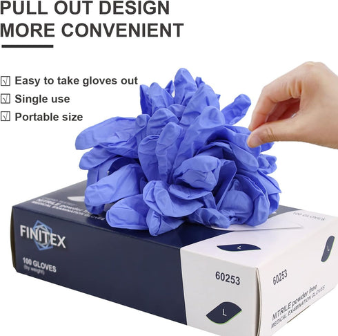 FINITEX Nitrile Disposable Gloves, Medical Exam Gloves - 100/1000 PCS Latex-free Examination Purple Chemo Gloves