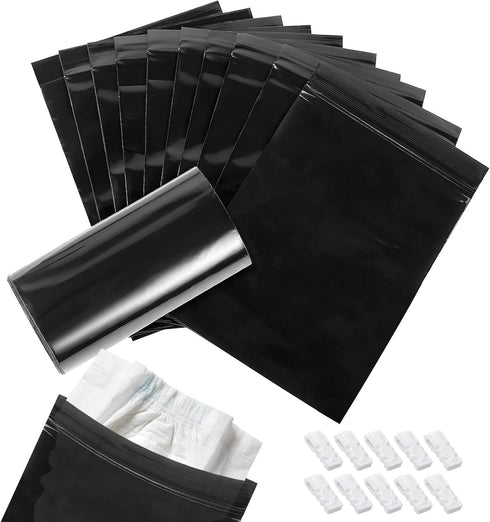 Haenaeg 100pcs Extra Thick Adult Diaper Disposal Bags, Odor-Proof Sealed Leak-Proof Bags with