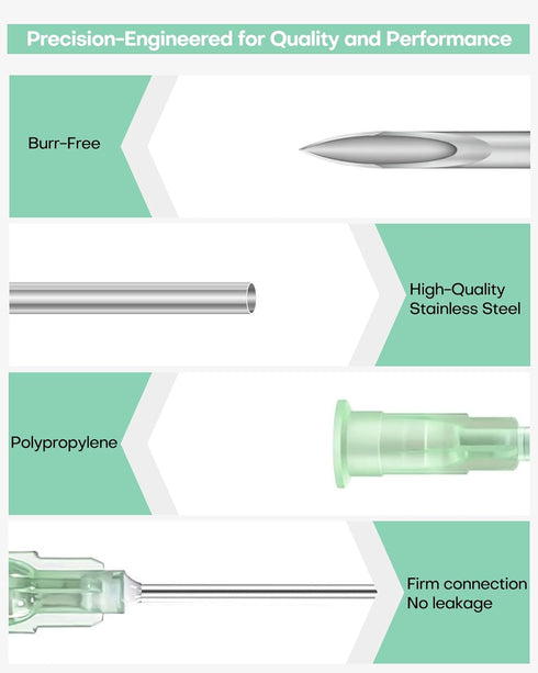 100 Pcs 32Ga 4MM Needle Industrial Accessories, Lab Tools for Refilling Liquid, Inks, Plants, Individual Package