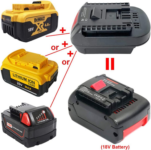 Battery Adapter for Bosch 18V Lithium-Ion Cordless Tool, Compatible with Dewalt 18V 20V Max/Milwaukee M18 Battery
