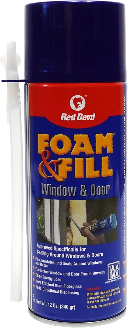 Red Devil 0914 Foam & Fill Window & Door Polyurethane Foam Sealant, 12 oz, Off White, Pack of 1
