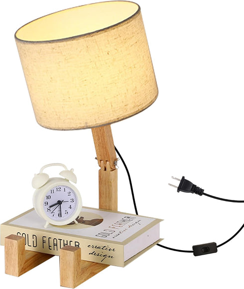 Cute Desk Lamp with Wood Base, Changeable Shape Creative Robot Table Lamp, Bedside Fun Funky Reading Desk Lamp