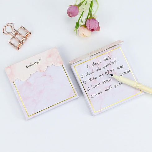 Marble Gold Sticky Note Pads Holder Set, 3x3" Self-Adhesive Cube Memo Paper Scratch Pad Desk Organizer