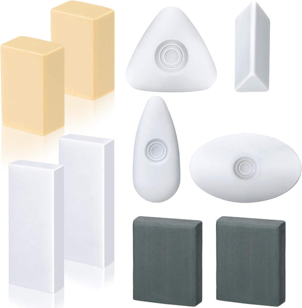 Outus 10 Pieces Drawing Art Erasers, Includes Pencil, Grey Kneaded, White Foam, Multi-Shape, Cube Eraser
