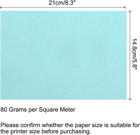 50 8.3 5.8 Inch 80gsm MECCANIXITY Sheets Colored Copy Paper x Printer Paper Light Blue for Office Printing, Document