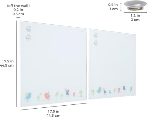 ECR4Kids MessageStor Magnetic Dry-Erase Glass Board - 17.5in x 17.5in Wall-Mounted Whiteboard, 2-Pack